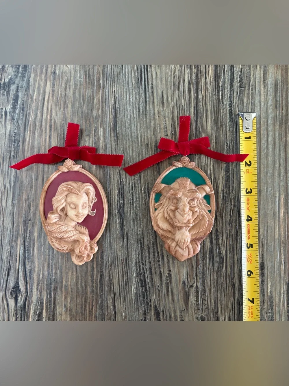 Vtg Applause Disney Beauty & The Beast Enchanted Christmas Cameo Ornament Set